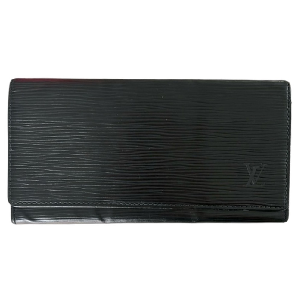 Louis Vuitton LV Black Porte Tresor Flap Long Leather Epi Card Checkbook Black